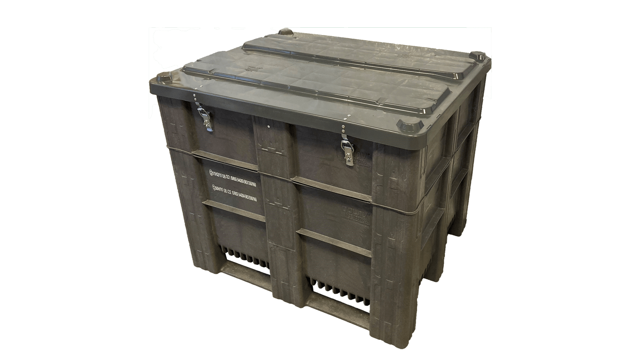 En grå Swedebox plastcontainer
