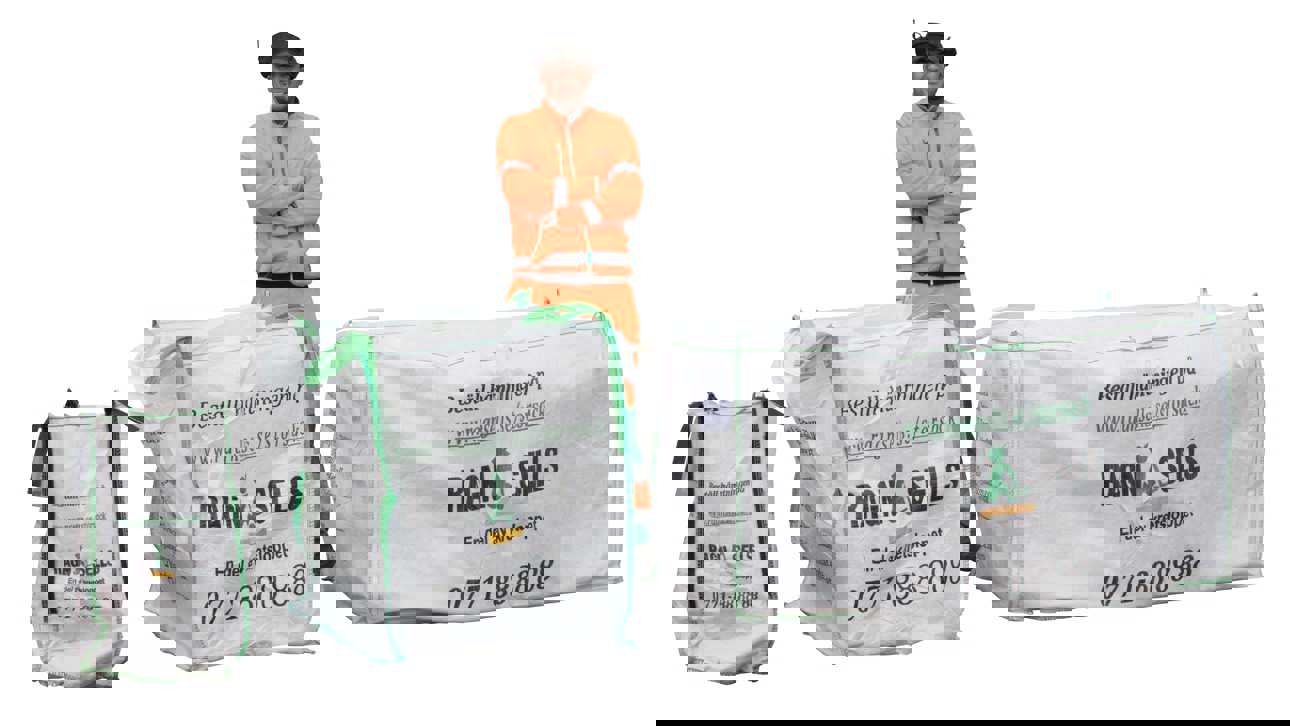 Tre olika storlekar på byggsäcken StorSäck från Ragn-Sells