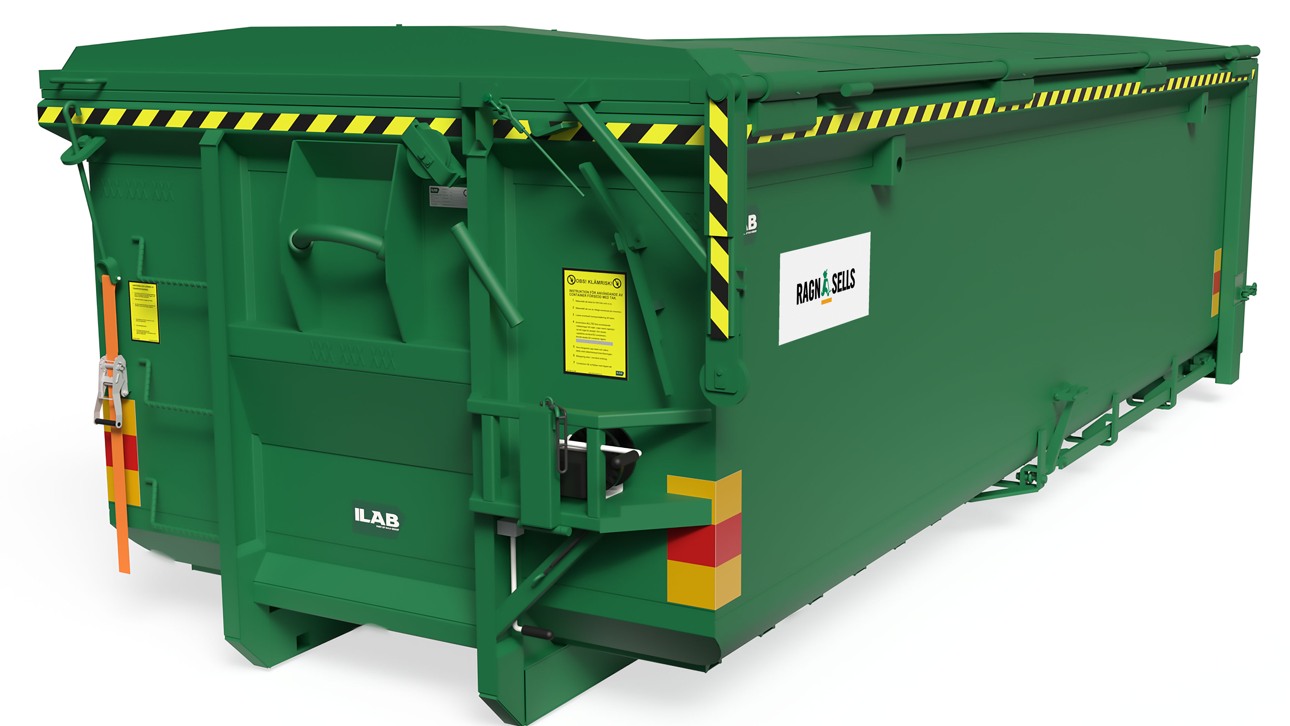20 m3 stor täckt container