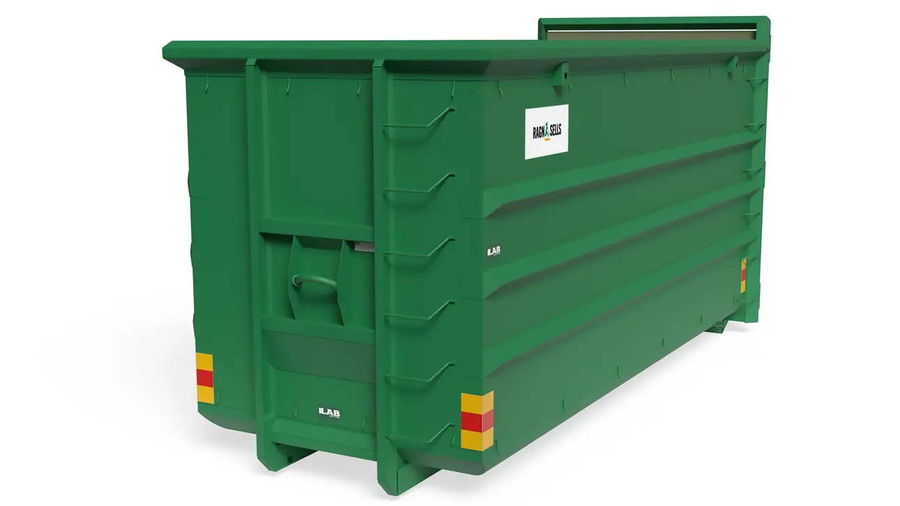 Grön stor container för 30 kubikmeter från Ragn-Sells